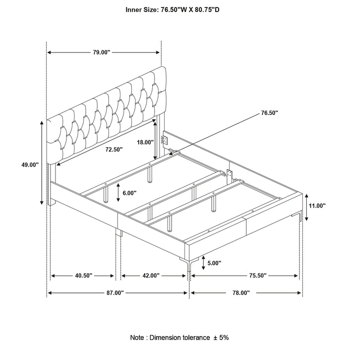 Kendall Panel Bed E.King, & Queen Black & White