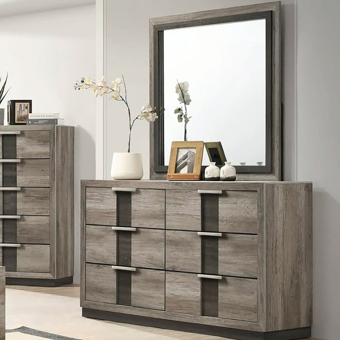 Crown Mark Furniture Rangley 6 Drawer Dresser in Brown