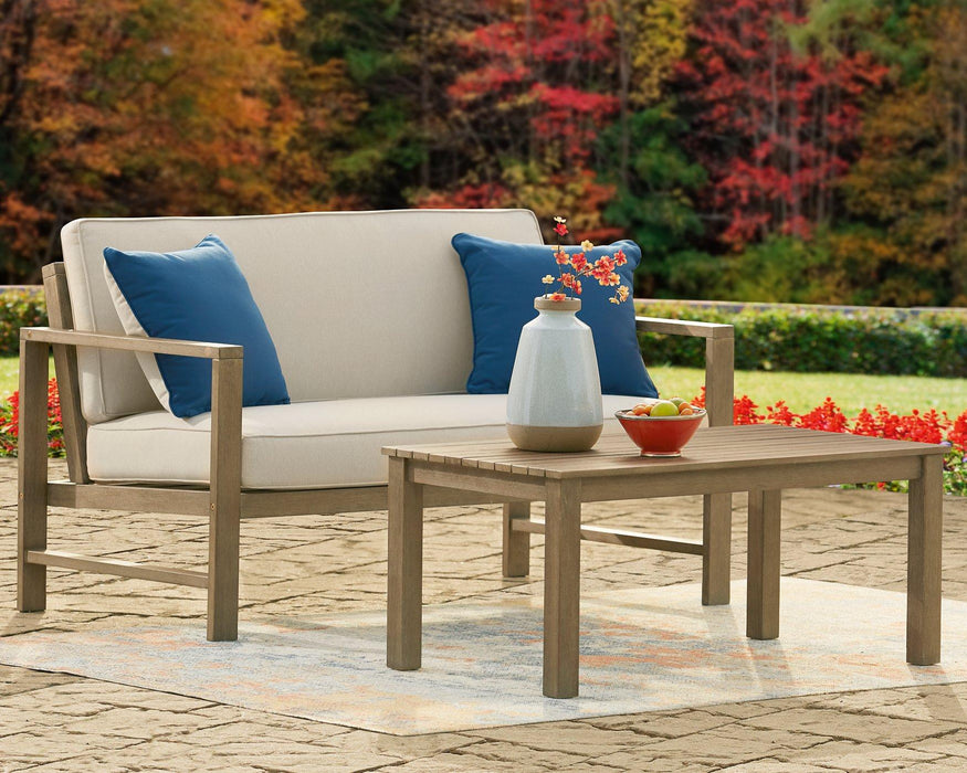 Fynnegan Outdoor Loveseat with Table (Set of 2)