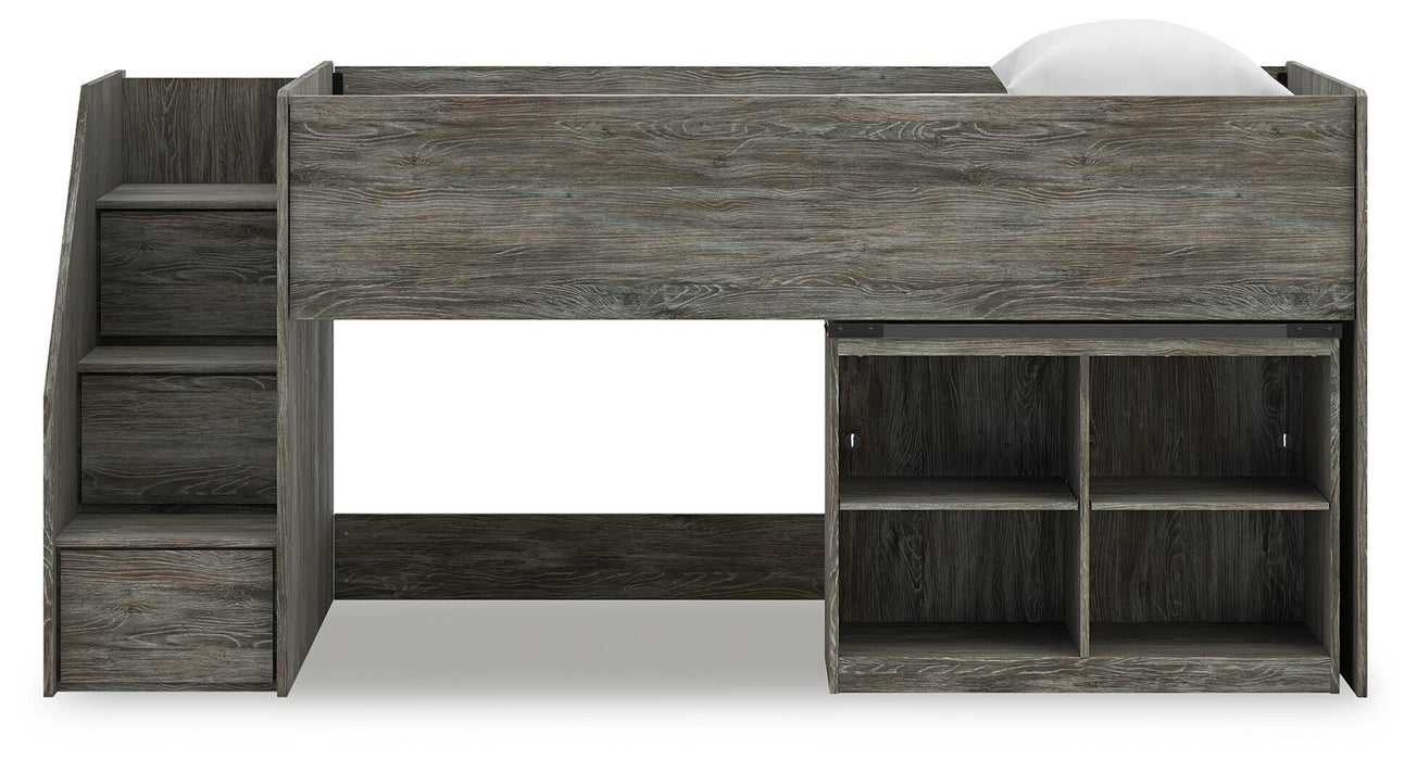 Frandern Loft Bed with Bookcase Storage